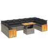 vidaXL Set de sof&aacute;s de jard&iacute;n 11 pzas y cojines rat&aacute;n sint&eacute;tico gris