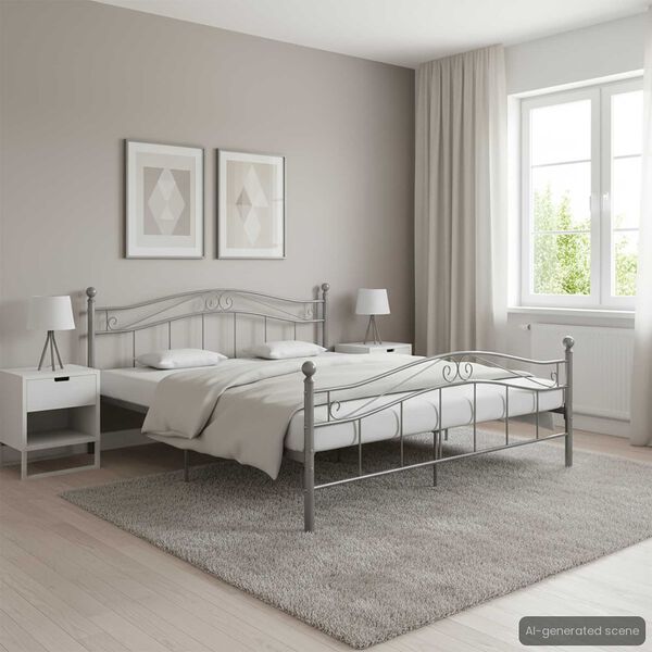 vidaXL Estructura de cama de metal gris 180x200 cm