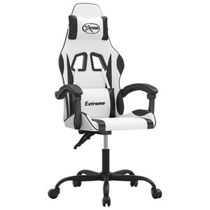 vidaXL Silla gaming giratoria cuero sint&eacute;tico blanco y negro