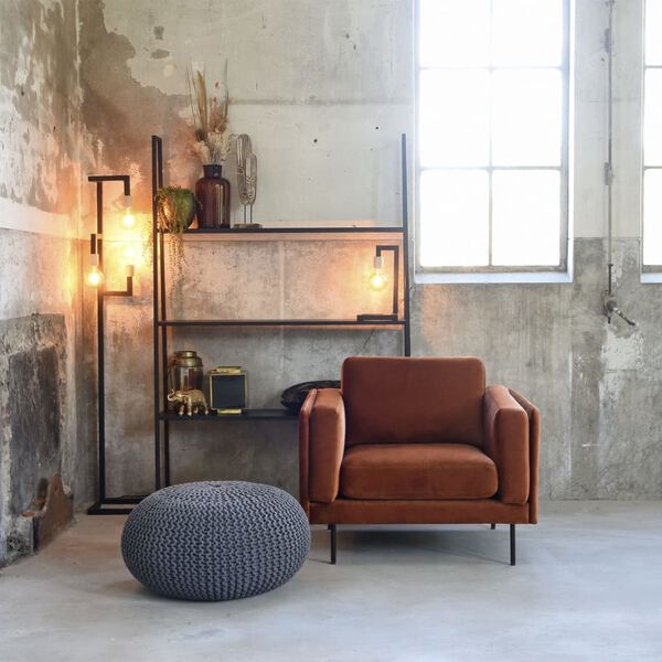 LABEL51 Puf de punto de algod&oacute;n gris oscuro L