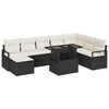 vidaXL Conjunto de sof&aacute; de jard&iacute;n 9 uds. Negro y crema rat&aacute;n sint&eacute;tico
