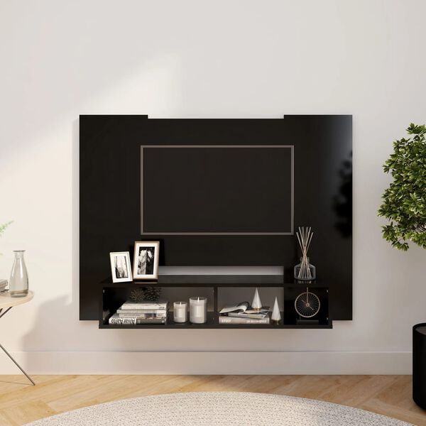 vidaXL Mueble de TV de pared madera contrachapada negro 120x23,5x90 cm