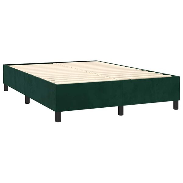 vidaXL Cama box spring con colch&oacute;n terciopelo verde oscuro 140x200 cm