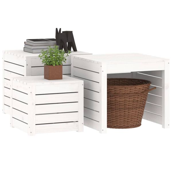vidaXL Set de cajas de jardín 3 piezas madera maciza de pino blanco