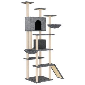vidaXL Rascador para gatos con postes de sisal gris oscuro 191 cm
