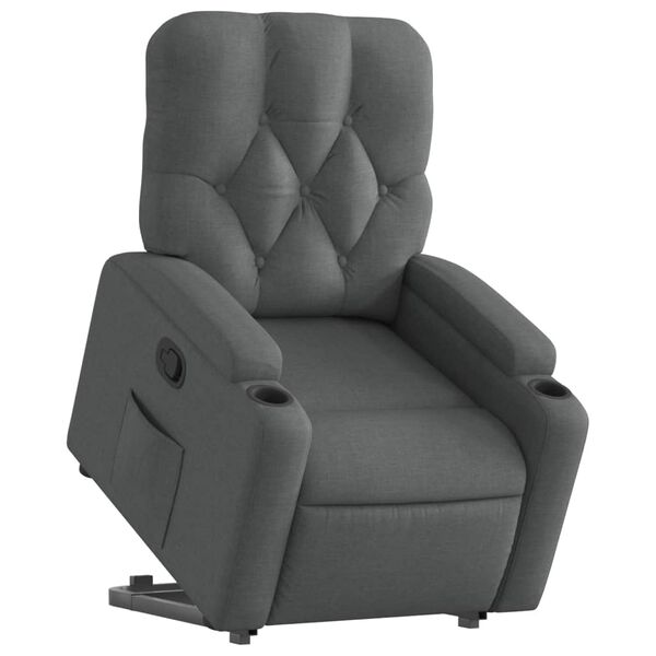 vidaXL Sill&oacute;n reclinable elevable de tela gris oscuro
