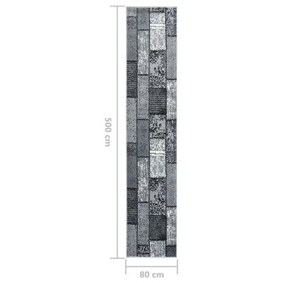 vidaXL Alfombra de pasillo BCF gris con estampado de bloques 80x500 cm