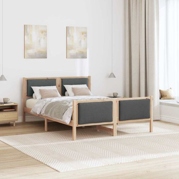 vidaXL Estructura de cama con cabecera Gris oscuro 140 x 190 cm tela