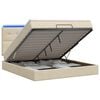 vidaXL Cama tipo otomana con colch&oacute;n y LED Crema 140 x 200 cm Tela