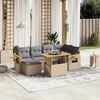 vidaXL Set sof&aacute;s de jard&iacute;n 7 piezas y cojines rat&aacute;n sint&eacute;tico beige