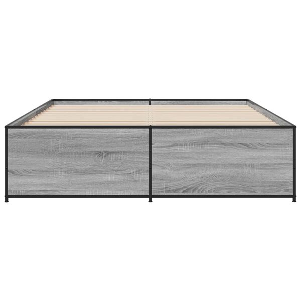 vidaXL Estructura cama madera ingenier&iacute;a metal gris Sonoma 160x200 cm