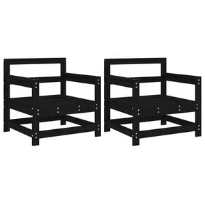 vidaXL Sillones de jard&iacute;n 2 unidades madera maciza pino negro