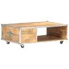 vidaXL Mesa de centro de madera maciza de mango rugosa 89x59x33 cm