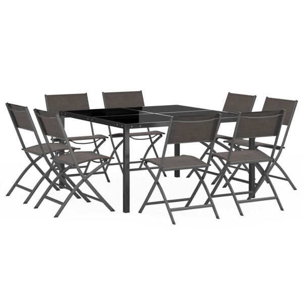 vidaXL Juego de comedor de jard&iacute;n 9 piezas acero