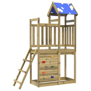 vidaXL Torre de Juego Marr&oacute;n Madera S&oacute;lida Impregnada