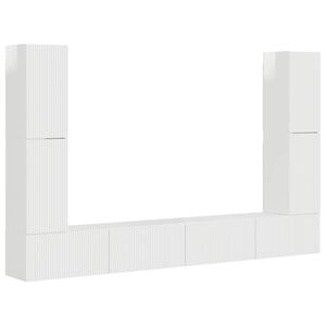 vidaXL Conjunto de mueble de TV 8 pcs brillante Madera de ingenier&iacute;a