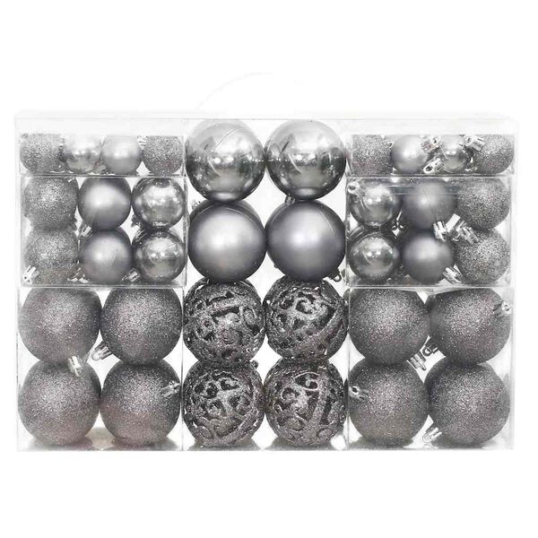 vidaXL Bolas de Navidad 100 unidades gris 3 / 4 / 6 cm