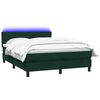 vidaXL Cama box spring con colch&oacute;n y LED terciopelo verde oscuro 160x220 cm