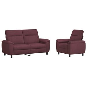 vidaXL Juego de Sof&aacute; 2 pcs Morado Tela
