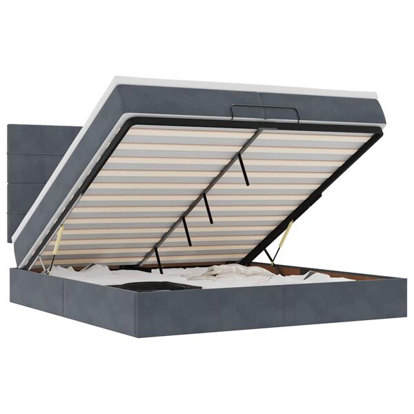 vidaXL Estructura cama otomana colchones terciopelo gris oscuro