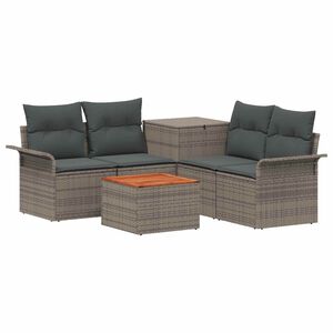 vidaXL Juego de Sof&aacute; 6 uds. 4-N&uacute;mero de plazas Gris y Gris Oscuro