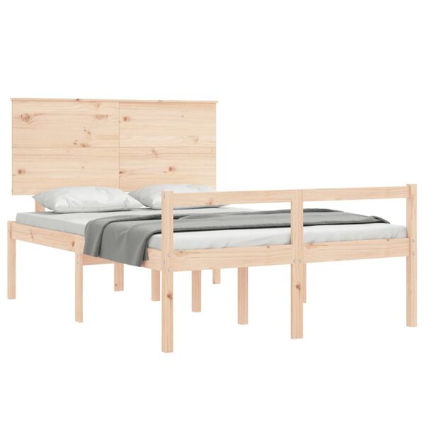 vidaXL Cama para personas mayores con cabecero madera maciza 140x200cm