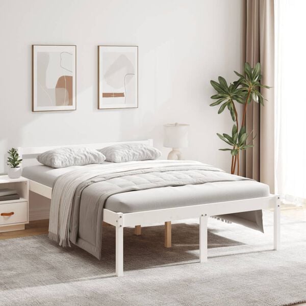 vidaXL Cama senior doble peque&ntilde;a sin colch&oacute;n blanco 120x190 cm