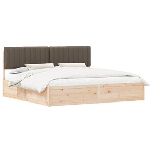 vidaXL Estructura de Cama con Cabecera Tapizada Taup&eacute; 200 x 200 cm