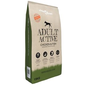 vidaXL Comida seca para perro premium Adult Active Chicken & Fish 15kg