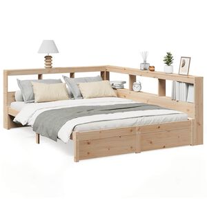 vidaXL Cama con estanter&iacute;a sin colch&oacute;n madera maciza de pino 150x200cm