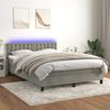 vidaXL Cama box spring colch&oacute;n y LED terciopelo gris claro 140x190 cm