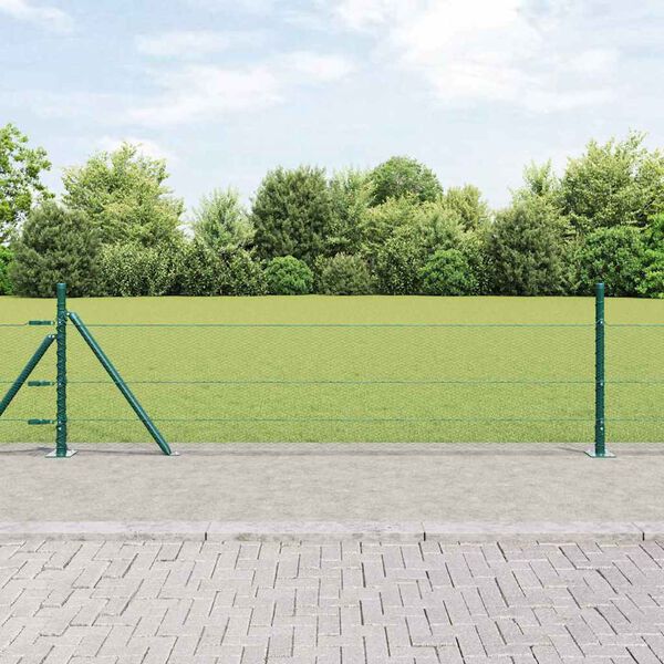vidaXL Poste de Valla Verde 10 x 0,5 m (malla de 13 mm) Acero y PVC