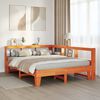 vidaXL Cama con estanter&iacute;a sin colch&oacute;n madera maciza marr&oacute;n 140x200 cm