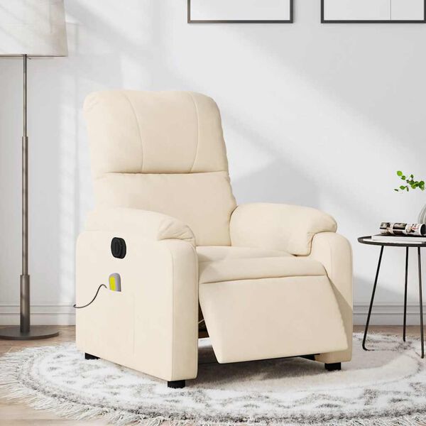 vidaXL Sill&oacute;n reclinable de masaje el&eacute;ctrico tela de microfibra beige
