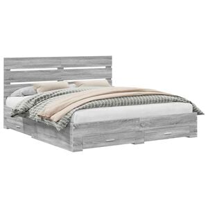 vidaXL Estructura de cama con caj&oacute;n Gris Sonoma 200 x 200 cm