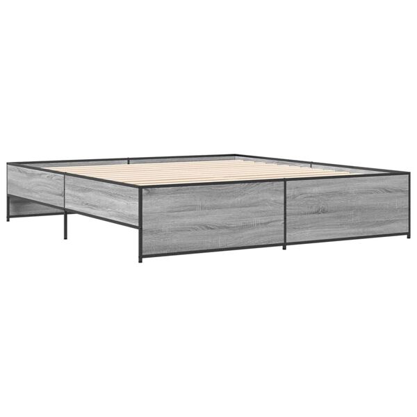 vidaXL Estructura cama madera ingenier&iacute;a metal gris Sonoma 180x200 cm