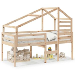 vidaXL Cama alta con techo madera maciza de pino 90x190 cm