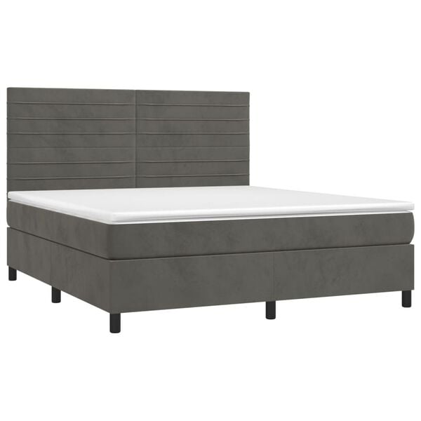 vidaXL Cama box spring con colch&oacute;n terciopelo gris oscuro 160x200 cm