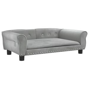 vidaXL Cama para perros de terciopelo gris claro 95x55x30 cm