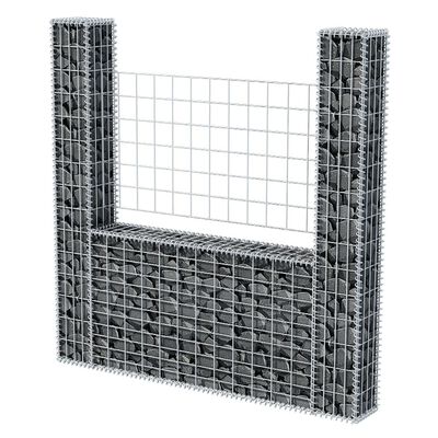 vidaXL Cesta en forma de U muro de gaviones galvanizado 160x20x150 cm