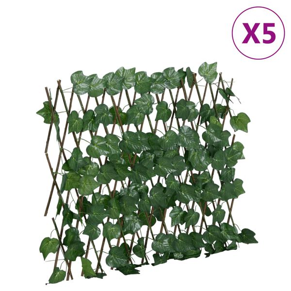 vidaXL Enrejado expansible de parra artificial verde 5 uds 190x60 cm