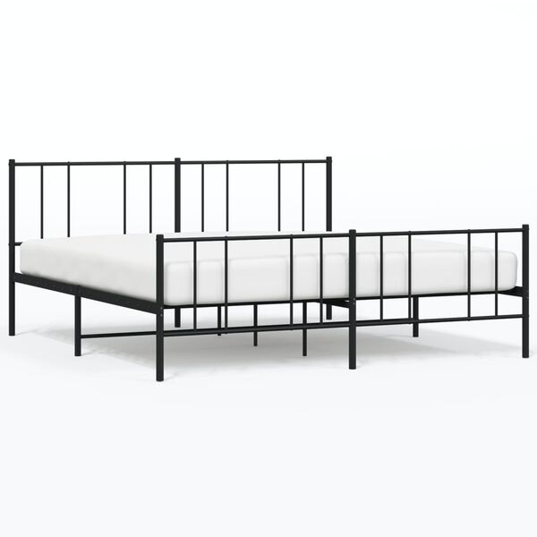vidaXL Estructura cama sin colch&oacute;n con estribo metal negro 200x200 cm