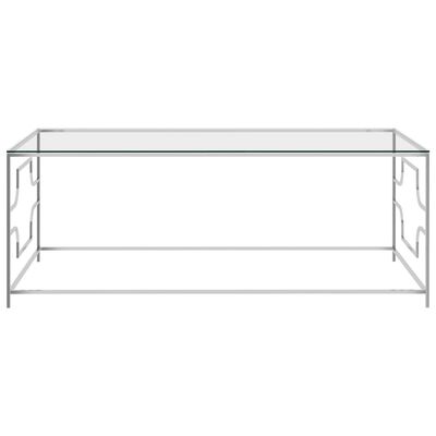 vidaXL Mesa de centro acero inoxidable y vidrio plateada 120x60x45 cm
