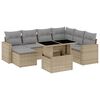 vidaXL Set de sof&aacute;s de jard&iacute;n y cojines 8 piezas rat&aacute;n sint&eacute;tico beige