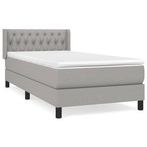 vidaXL Cama box spring con colch&oacute;n tela gris claro 90x190 cm