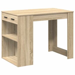 vidaXL Escritorio con caj&oacute;n estante madera contrachapada roble sonoma