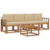 vidaXL Conjunto de sof&aacute;s de exterior con coj&iacute;n 5 pcs Natural y Beige