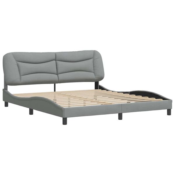 vidaXL Estructura de cama sin colch&oacute;n Hvar tela gris claro 180x200 cm