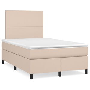 vidaXL Cama box spring con colch&oacute;n cuero sint&eacute;tico capuchino 120x200cm