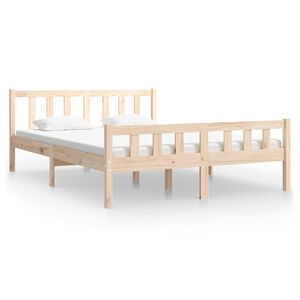 vidaXL Estructura de cama doble peque&ntilde;a sin colch&oacute;n madera maciza